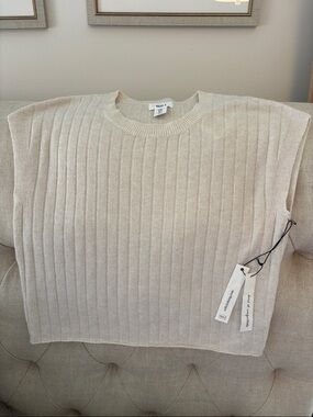Soft cream woven sleeveless tank sweater